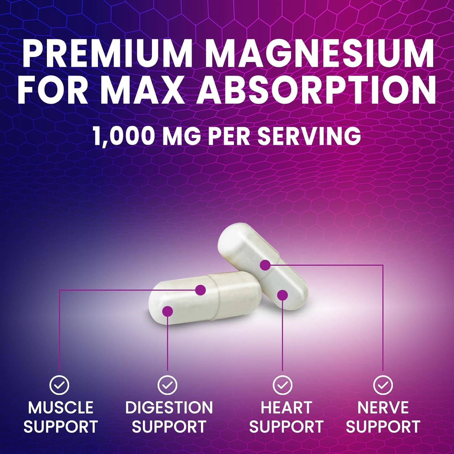 Suplemento de Citrato de Magnesio 1000 mg - 60 Cápsulas Naturales