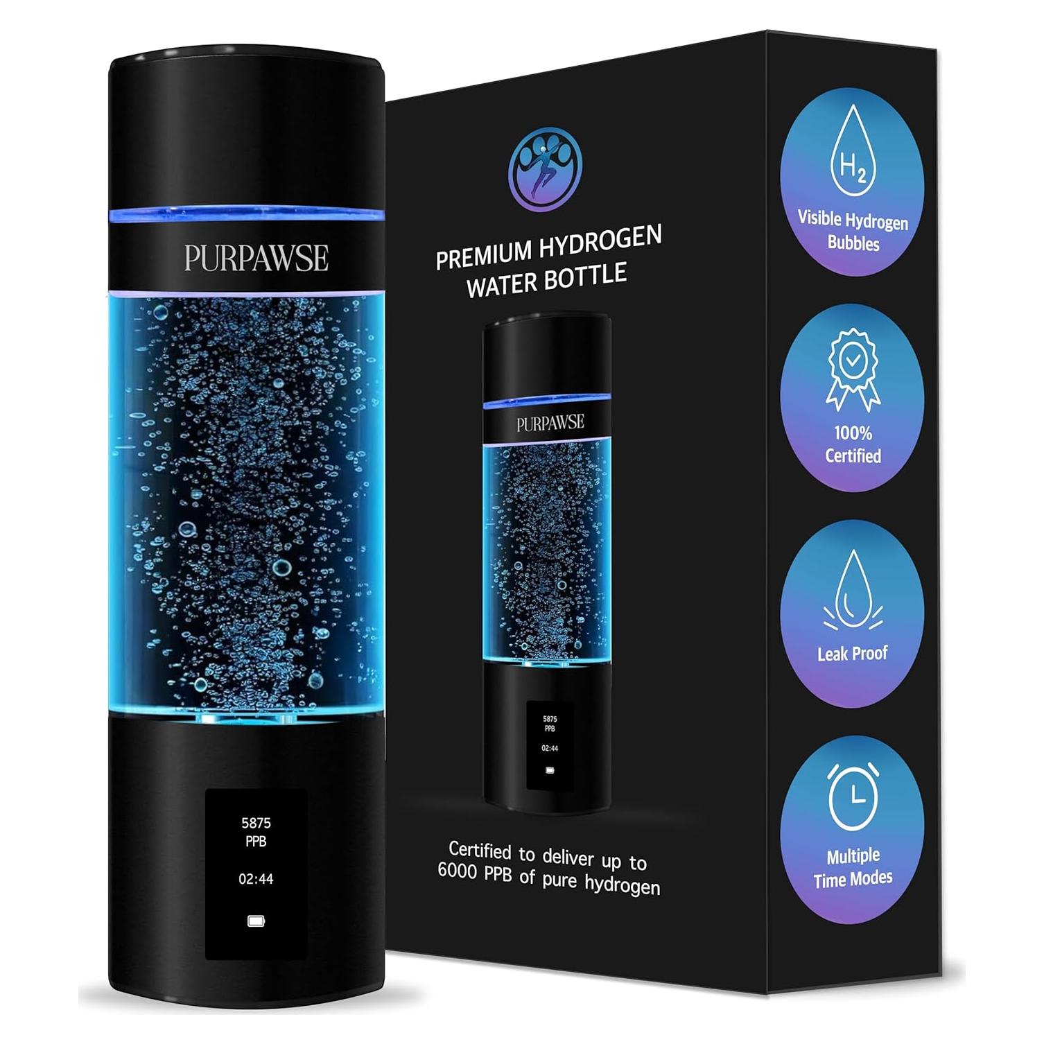 Generador de Agua Hidrógeno Purpawse Premium 6000 PPB Portátil