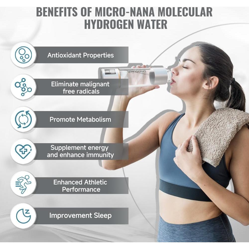 Botella de Agua de Hidrógeno Unosuich HWB-68, 270ml Recargable