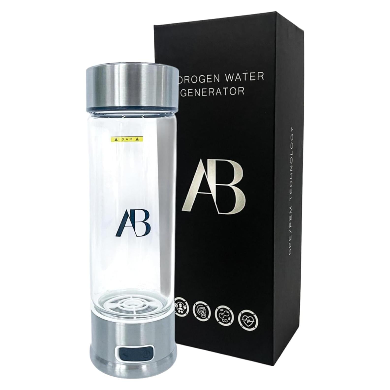 Botella Generadora de Agua Hidrógeno AB 420ml Vidrio Borosilicato
