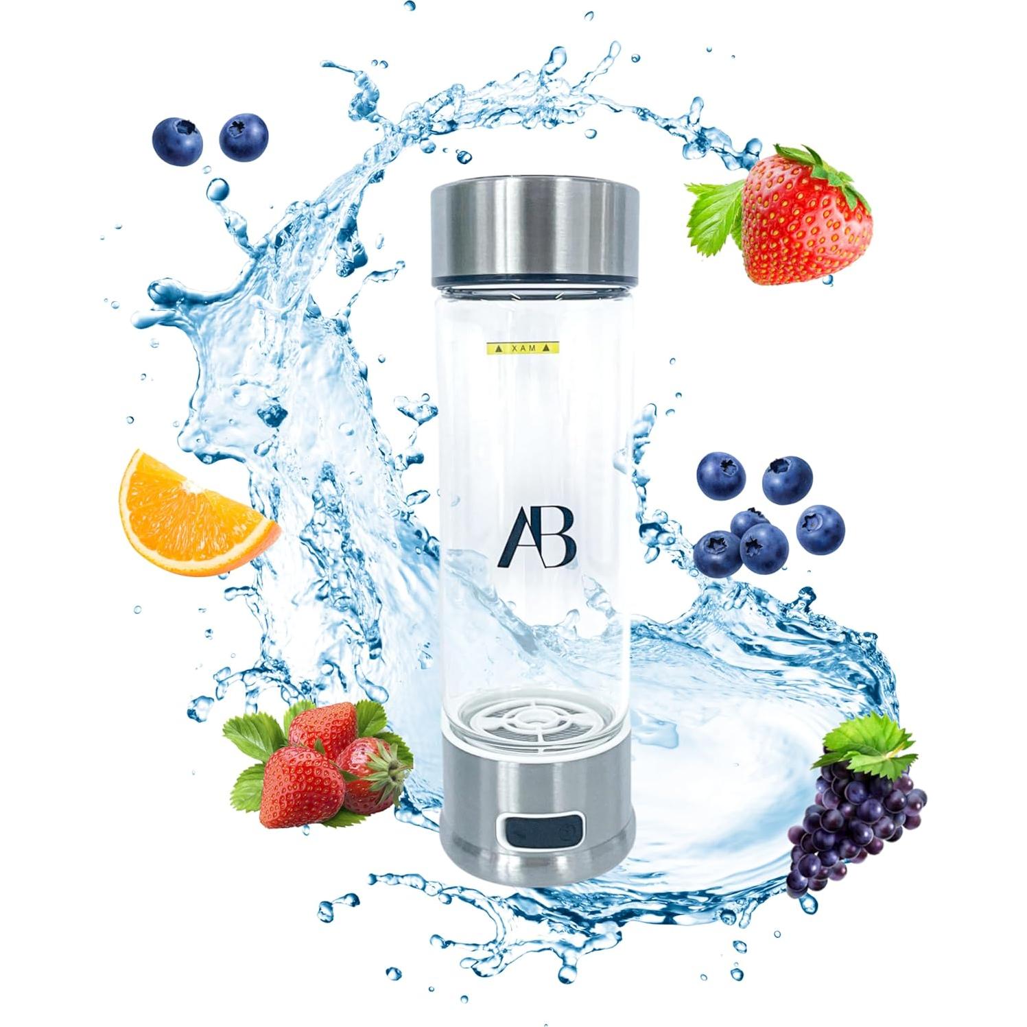 Botella Generadora de Agua Hidrógeno AB 420ml Vidrio Borosilicato