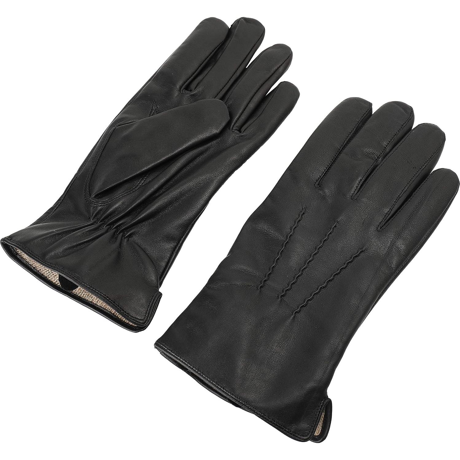 Guantes de Cuero ZLUXURQ para Hombre - Forro de Cachemira