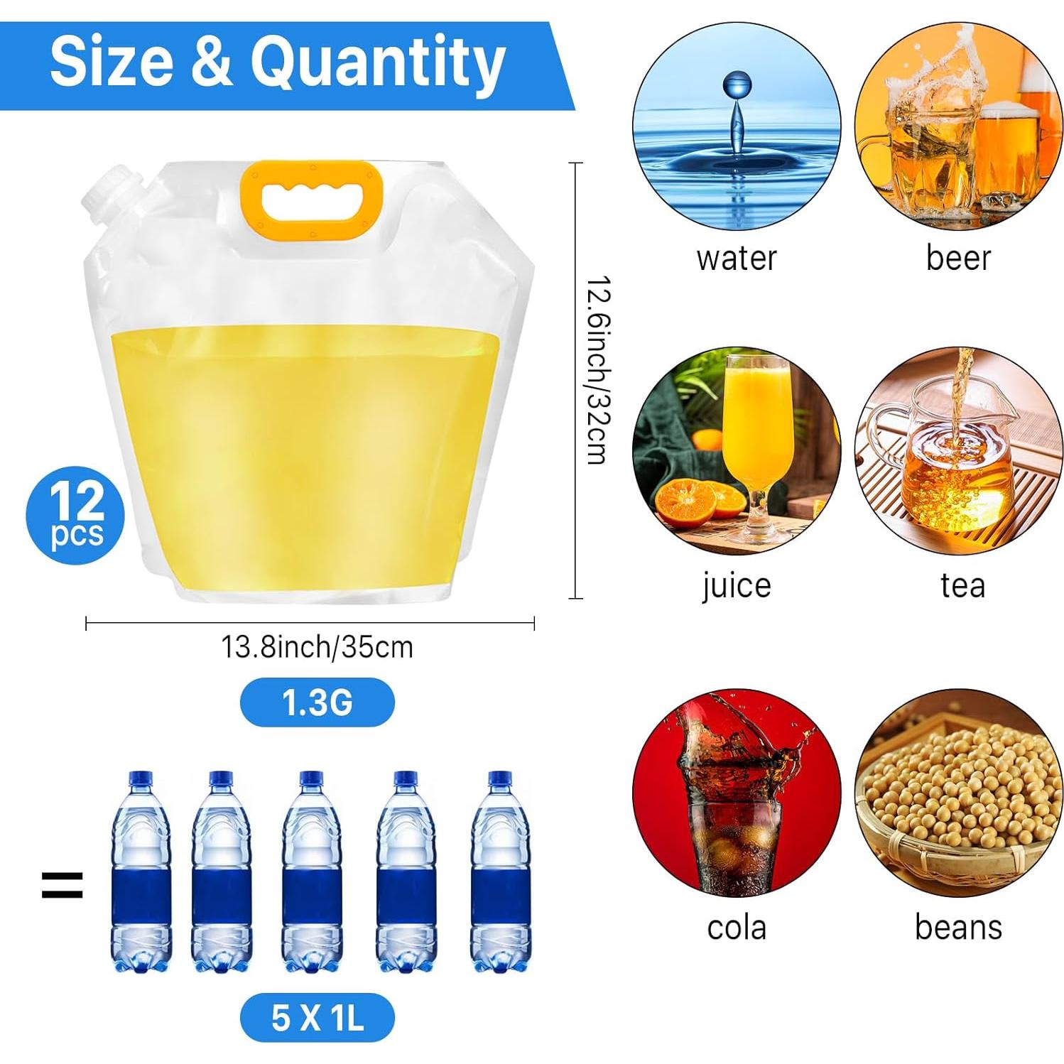 Paquete de 12 bolsas colapsables Aemygo 5L para agua