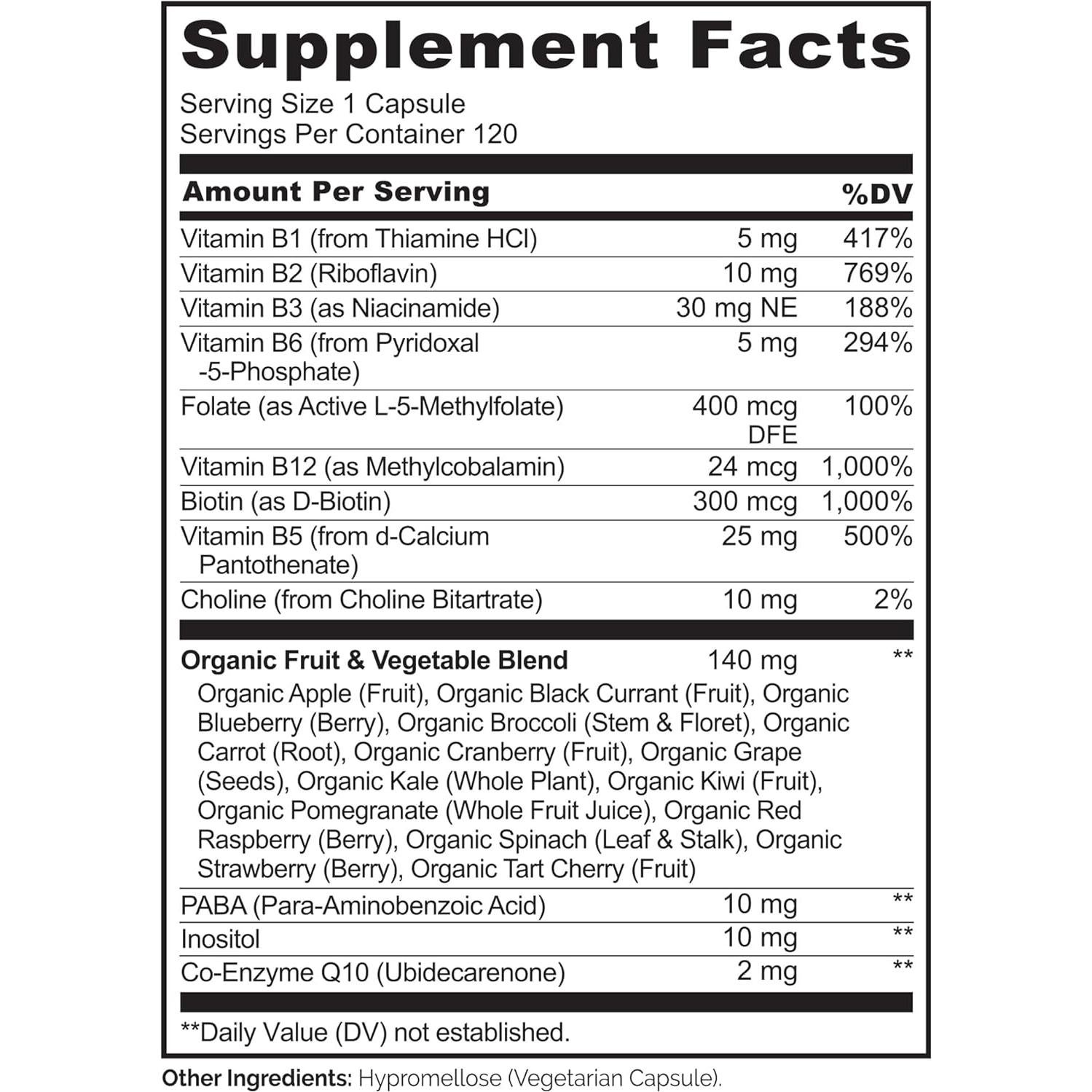 NATURELO Complejo de Vitaminas B Vegano 120 Cápsulas