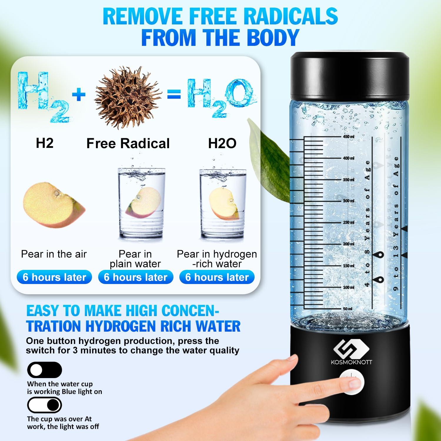 Botella de Agua de Hidrógeno KosmoKnott 3500 ppb Portátil