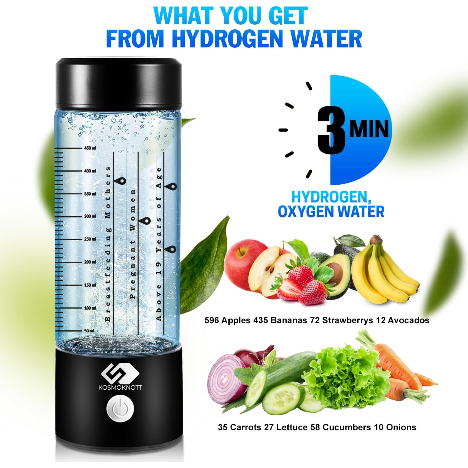 Botella de Agua de Hidrógeno KosmoKnott 3500 ppb Portátil