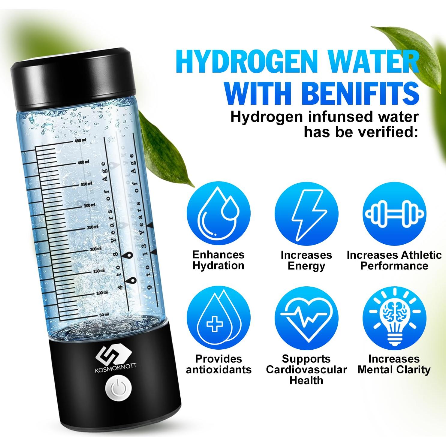 Botella de Agua de Hidrógeno KosmoKnott 3500 ppb Portátil