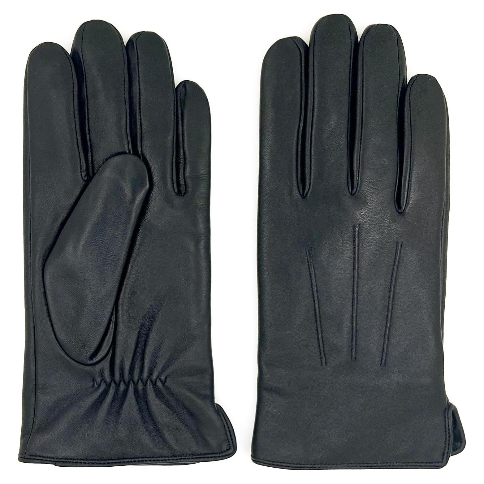 Guantes de Cuero ZLUXURQ para Hombre - Forro de Cachemira