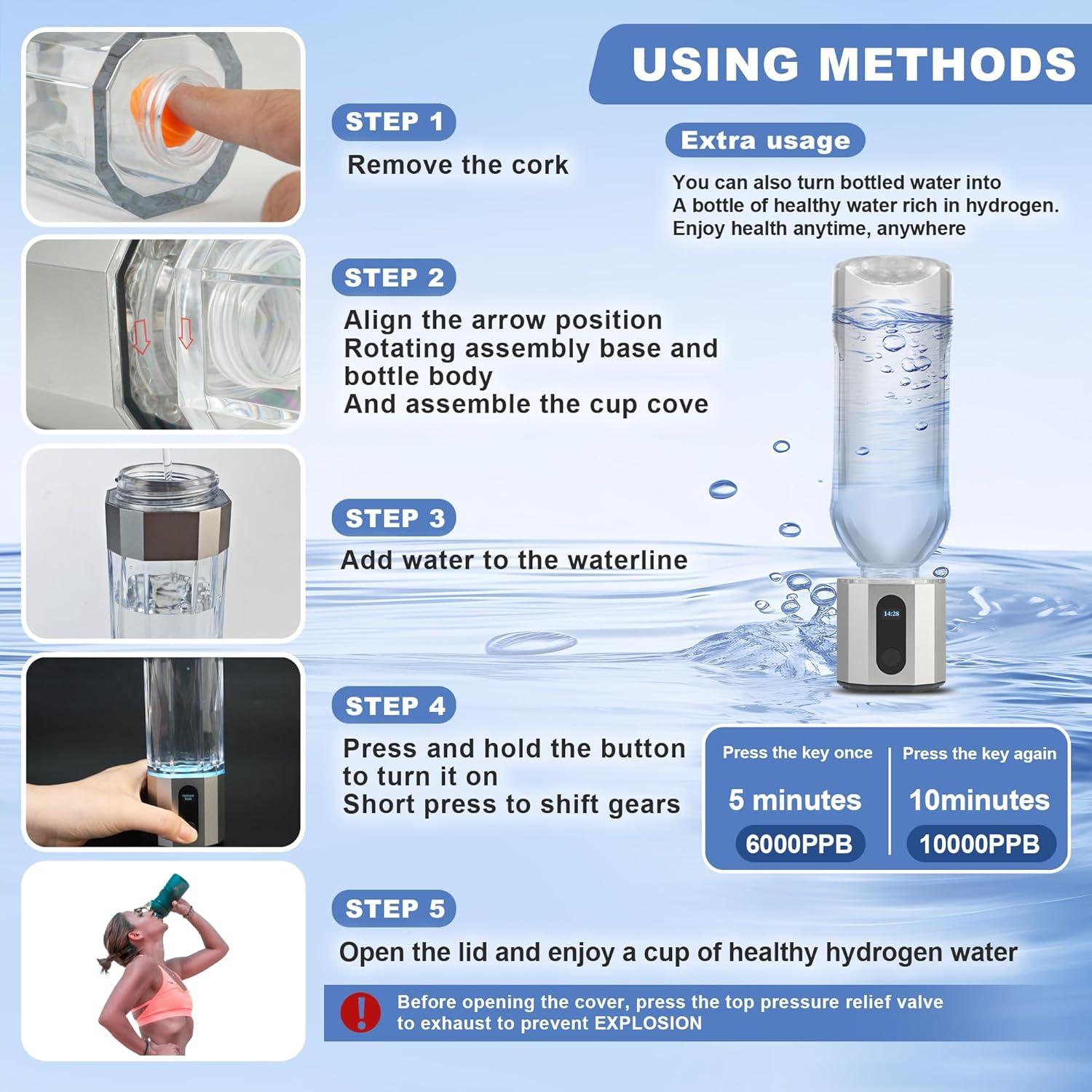 Generador de Agua de Hidrógeno Gaonmic HDUSQYB-1W Plata 10000 ppb