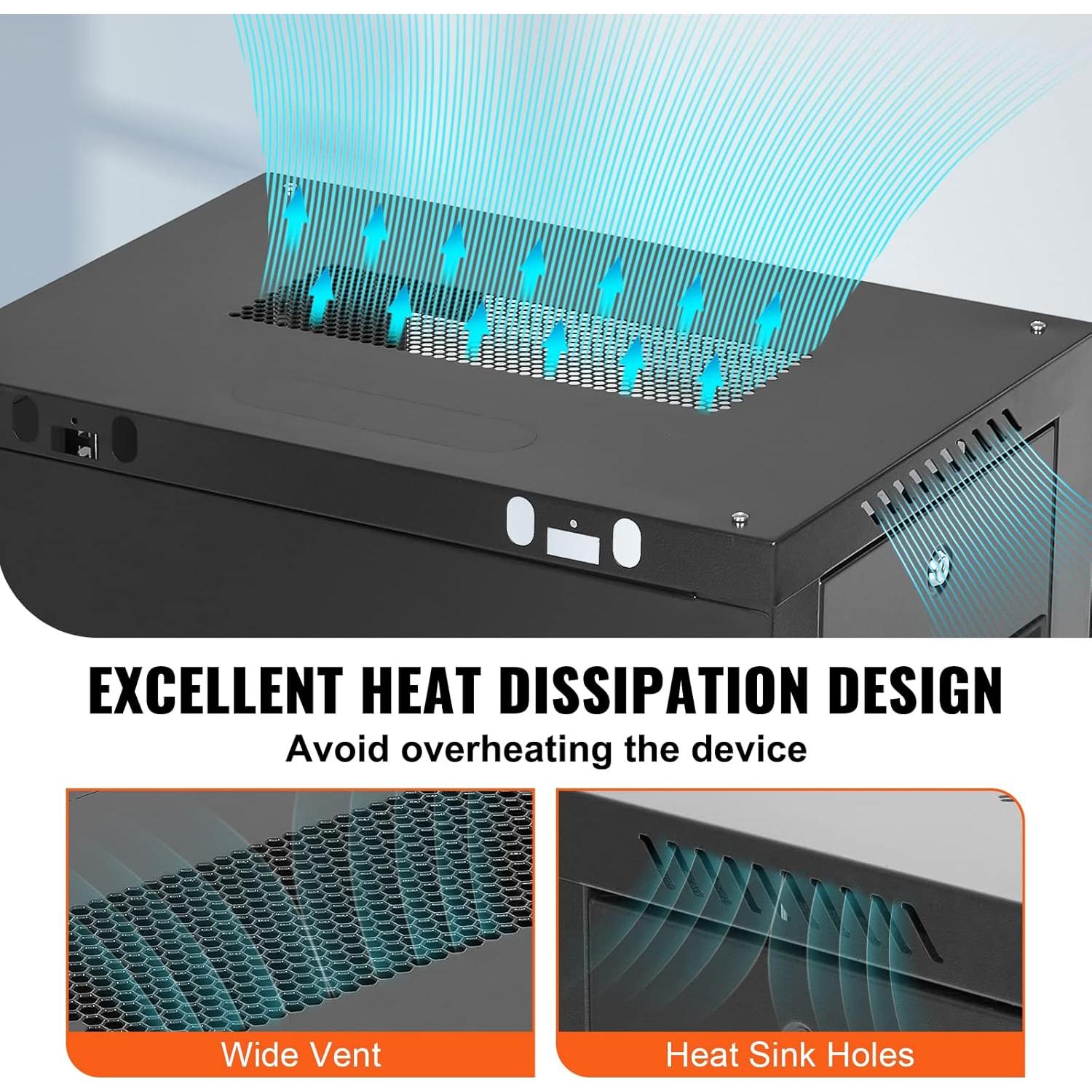 Gabinete de Servidor VEVOR 6U Montado en Pared 39.37 cm