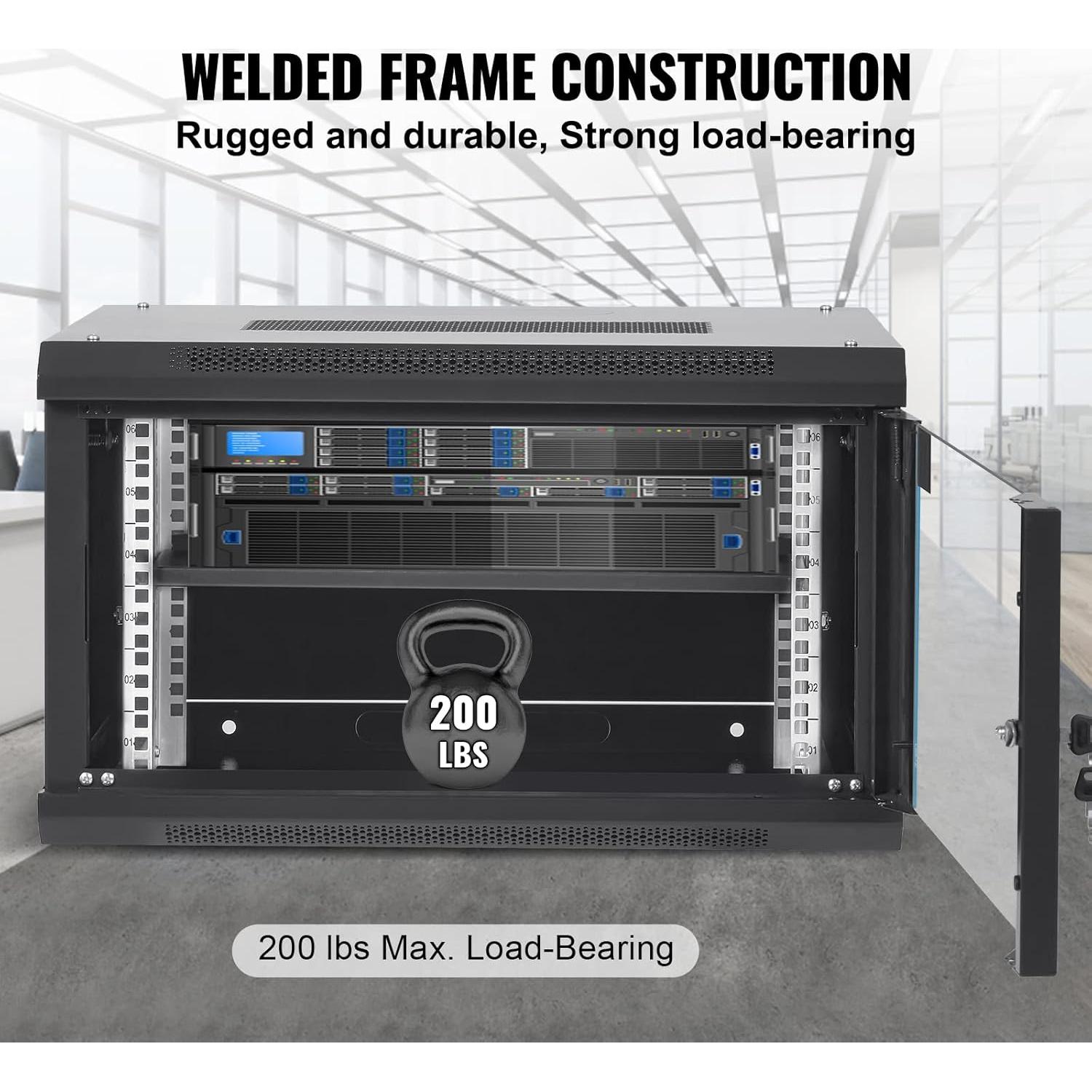 Gabinete de Servidor VEVOR 6U Montado en Pared 39.37 cm