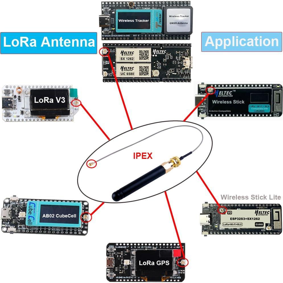 Antena LoRa 915MHz 2dBi DIYmalls con Conector SMA - Paquete de 4
