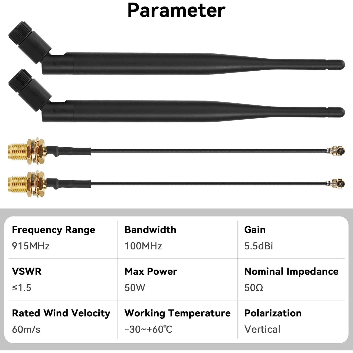 Paquete de 2 Antenas LoRa 915MHz YELUFT 5dBi Omni-Direccional