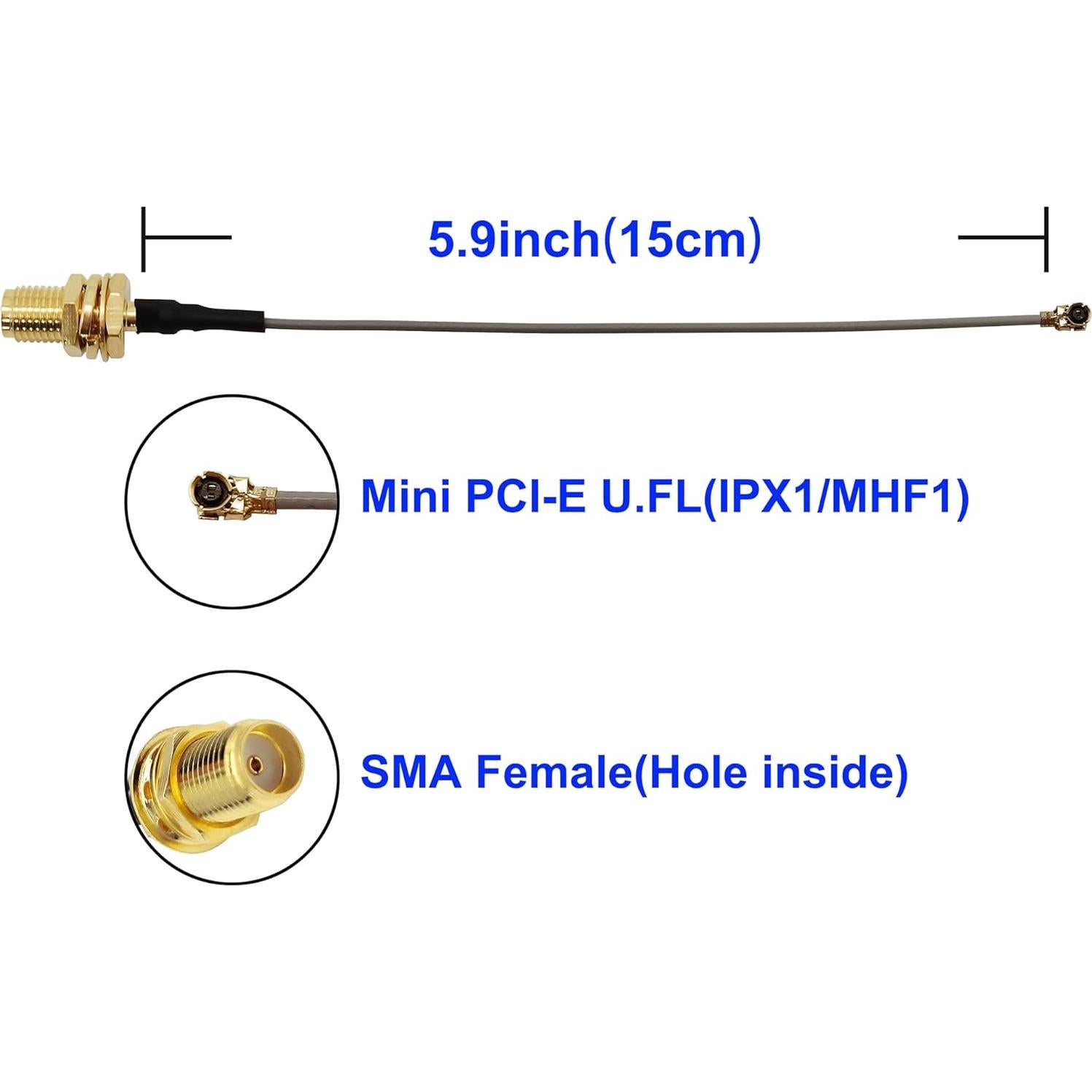 Antena LoRa 915MHz Tenmory 3dBi Omni + 2 Cables IPX 15cm