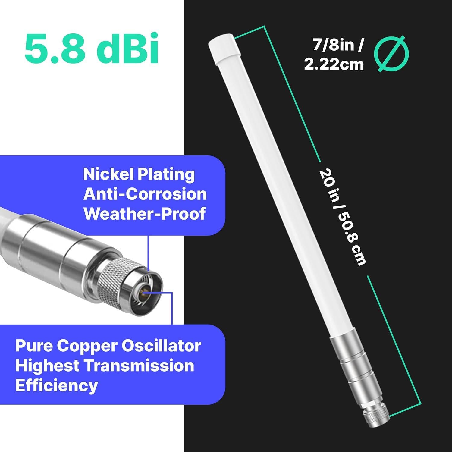 Antena LoRa 5.8 dBi Raigen 51.5 cm Interior Exterior