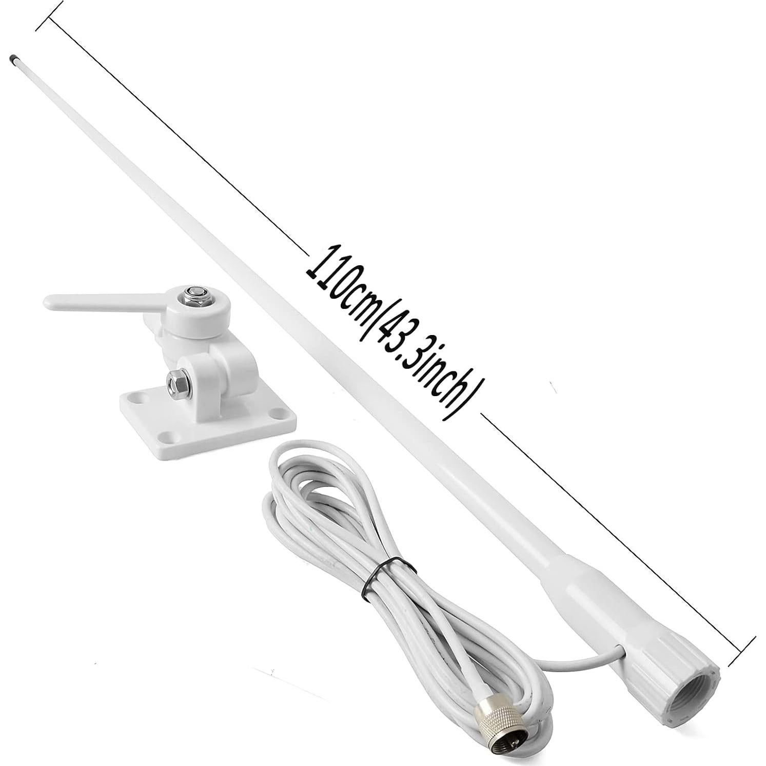 Antena Marina VHF HYS 3DBI 110cm Impermeable con Cable 7m