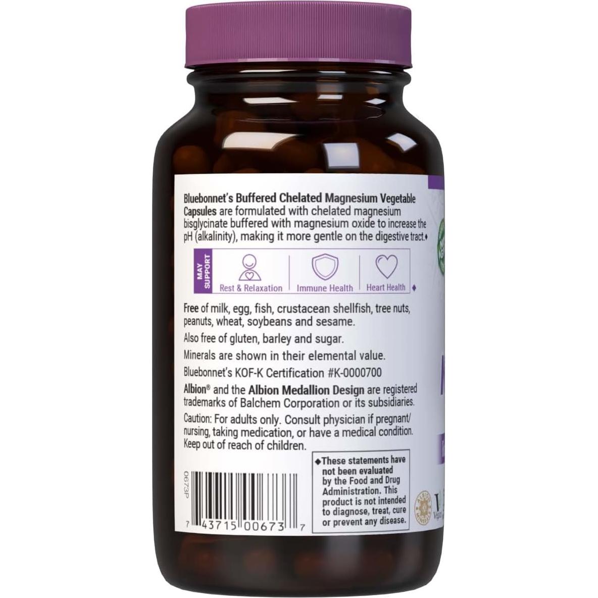 Magnesio Quelado Amortiguado Bluebonnet 200 mg 120 Cápsulas