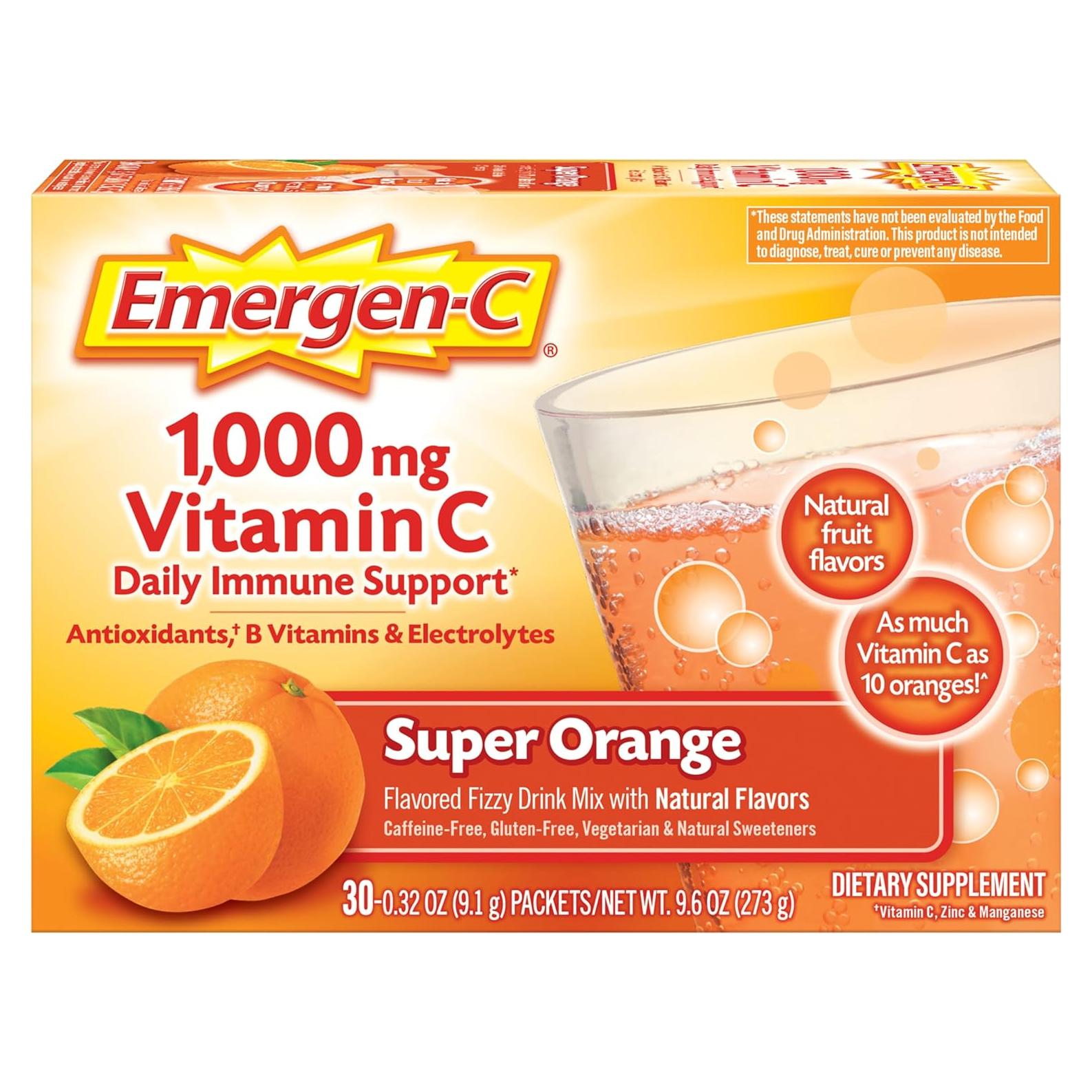 Emergen-C 1000mg Polvo Vitamina C Naranja Super 30 Sobres