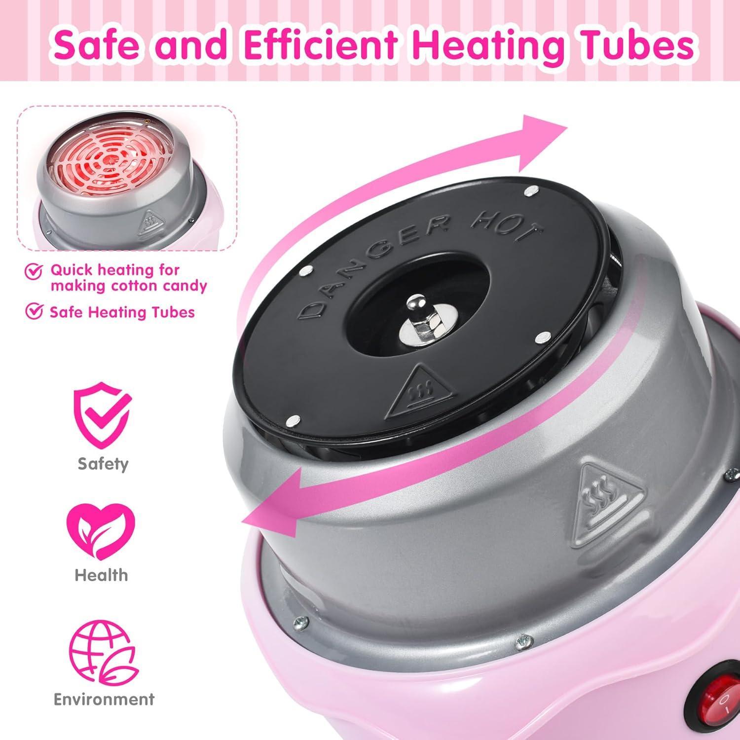 Máquina de Algodón de Azúcar MOMULL Rosa con 25 Palitos