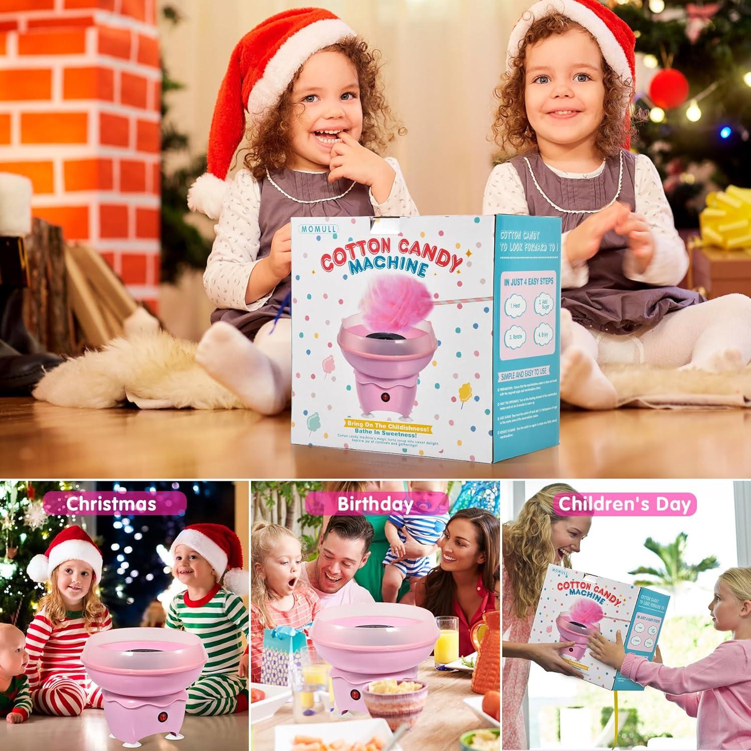 Máquina de Algodón de Azúcar MOMULL Rosa con 25 Palitos