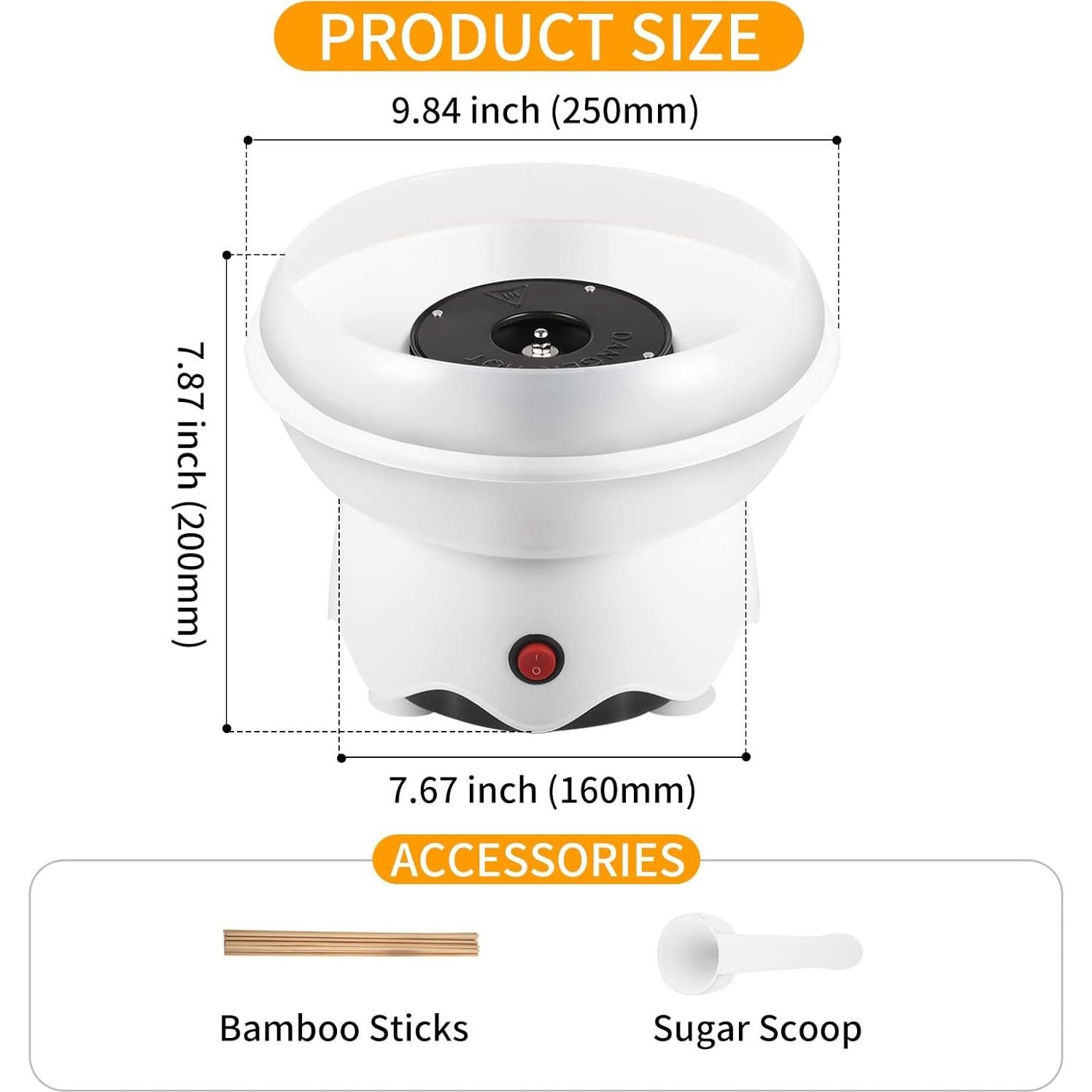 Máquina de Algodón de Azúcar FUNTELL 400W Blanca - Fácil Uso