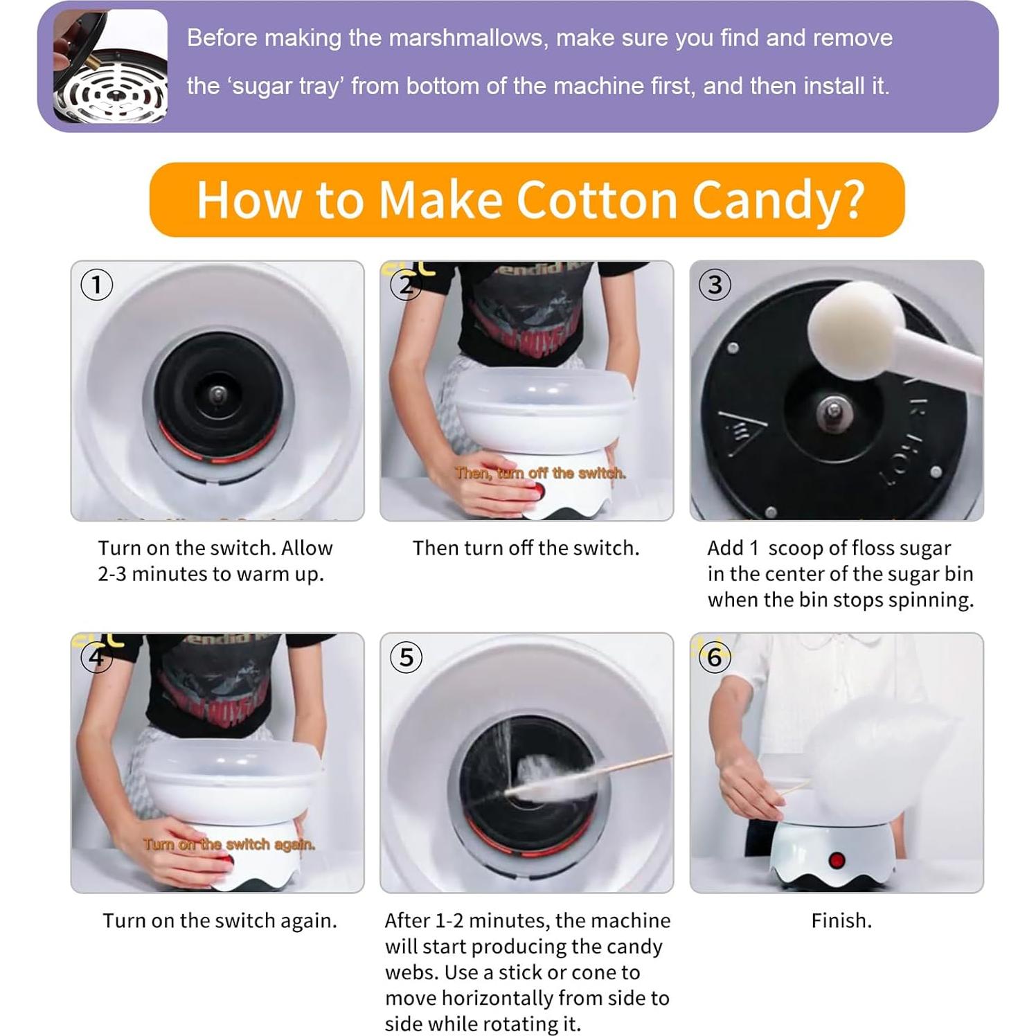 Máquina de Algodón de Azúcar FUNTELL 400W Blanca - Fácil Uso