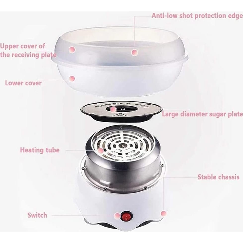 Máquina de Algodón de Azúcar FUNTELL 400W Blanca - Fácil Uso