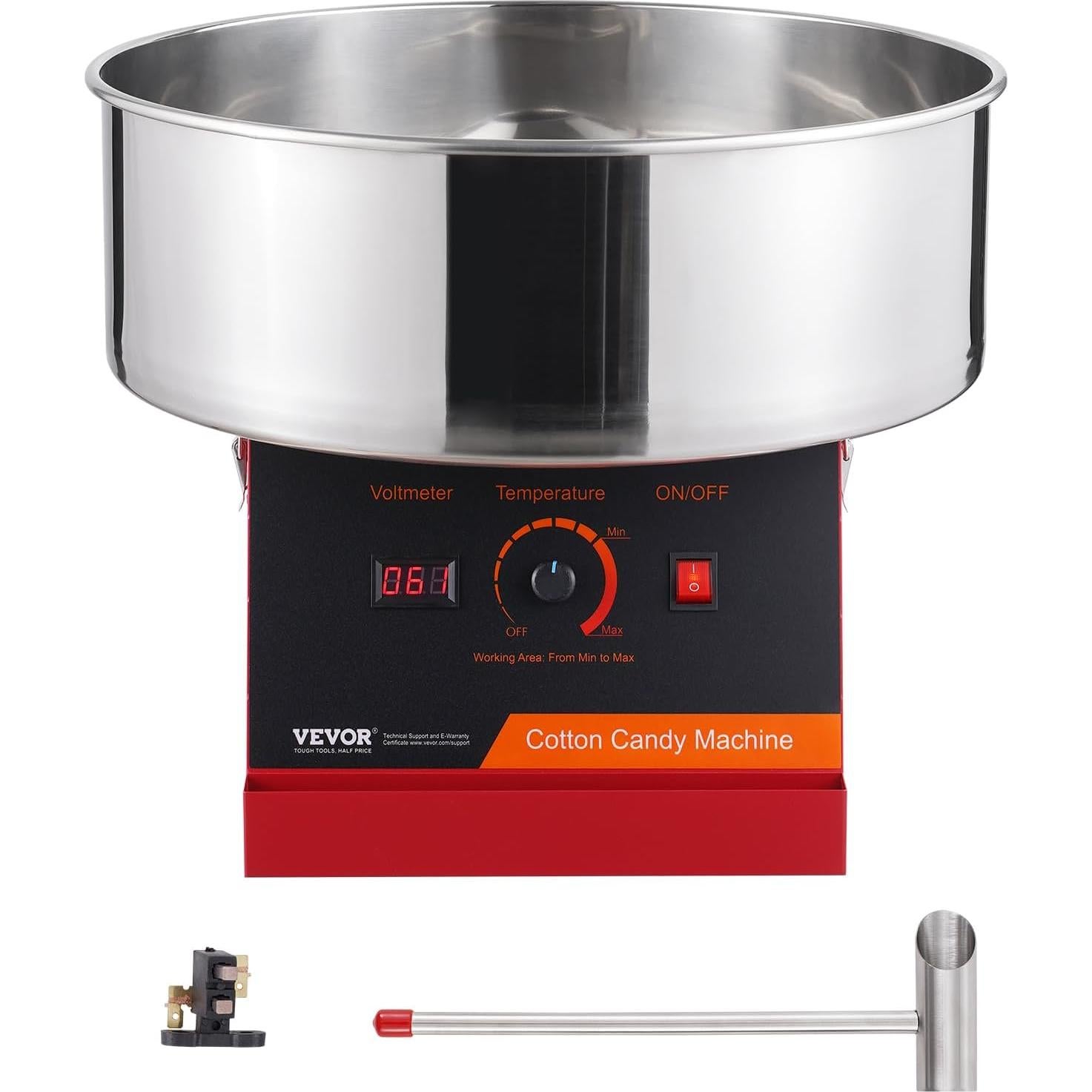 Máquina de Algodón de Azúcar VEVOR 1000W con Tazón Inoxidable