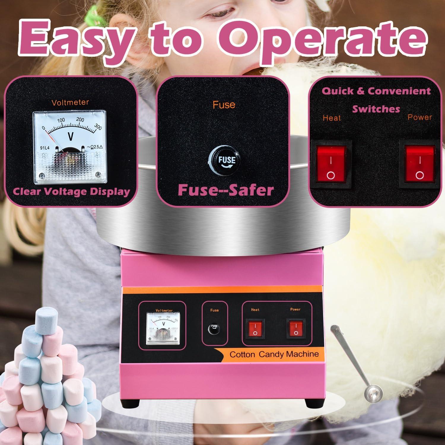 Máquina de Algodón de Azúcar AEYDJXMER Rosa 1000W 38.6cm