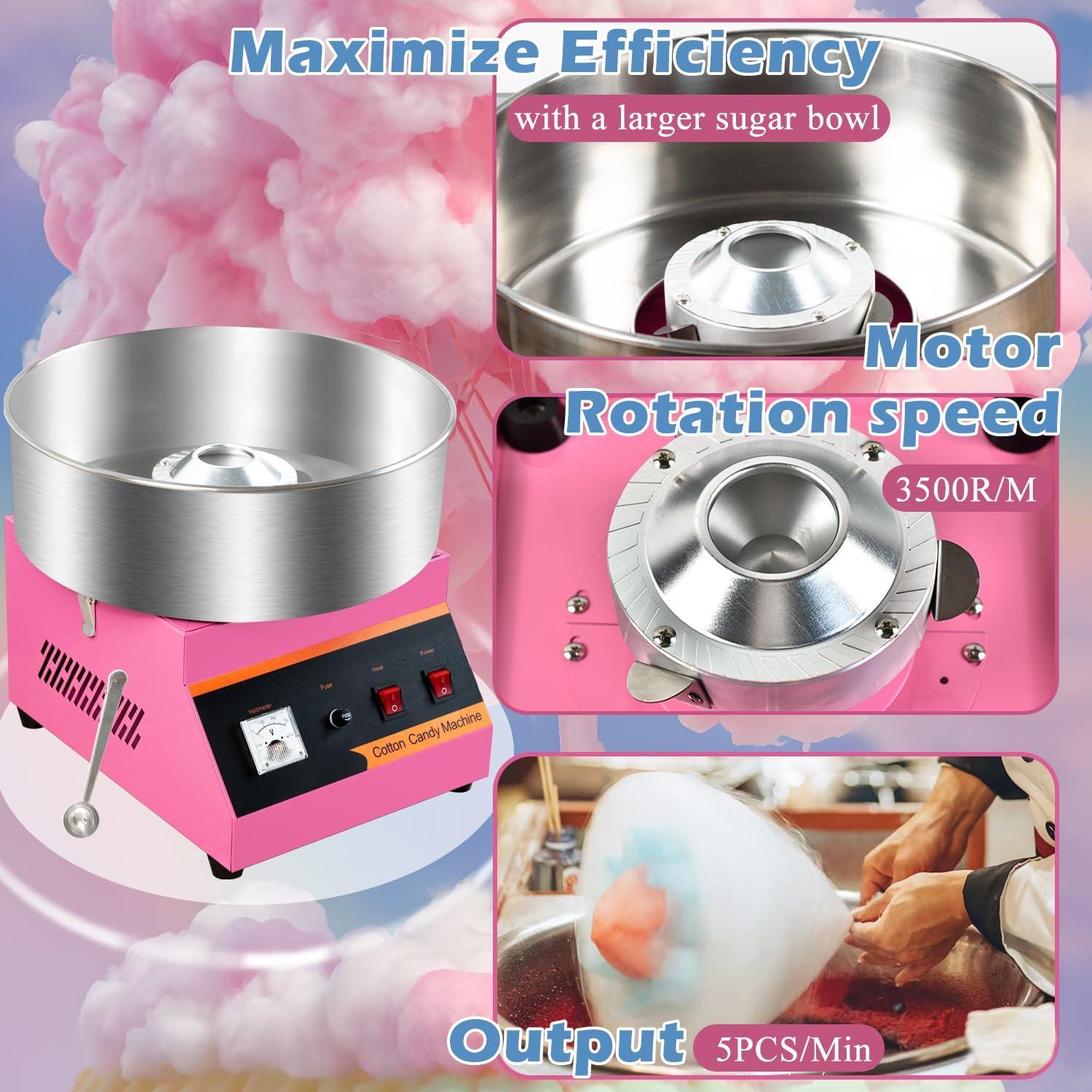 Máquina de Algodón de Azúcar AEYDJXMER Rosa 1000W 38.6cm
