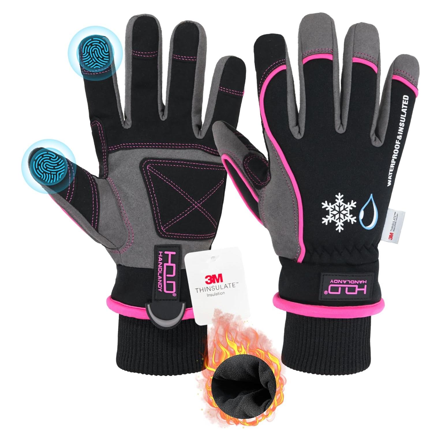 Guantes de Trabajo Impermeables Handlandy Térmicos Rosa