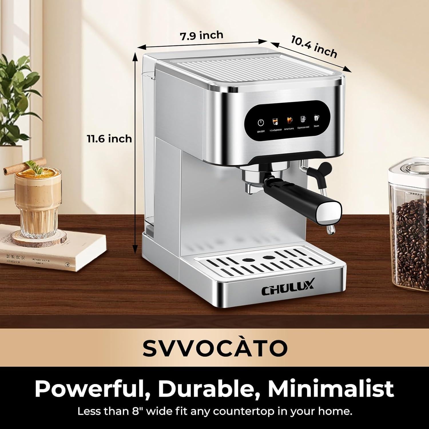 Máquina de Espresso Semiautomática CHULUX 20 Bar 1.48L
