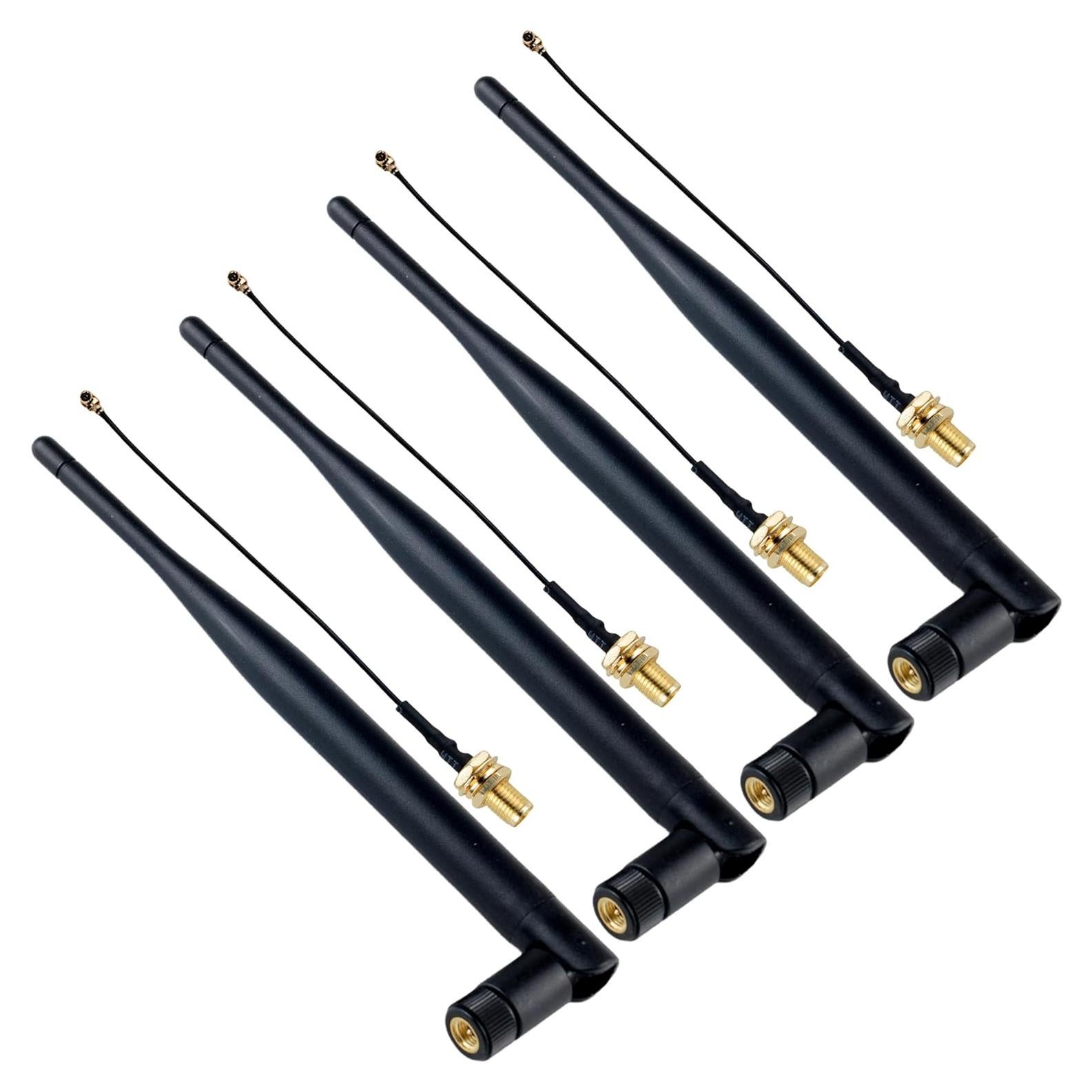 4 Antenas 915MHz 5dBi Omni-Direccional Wishiot + 4 Cables IPEX 10cm