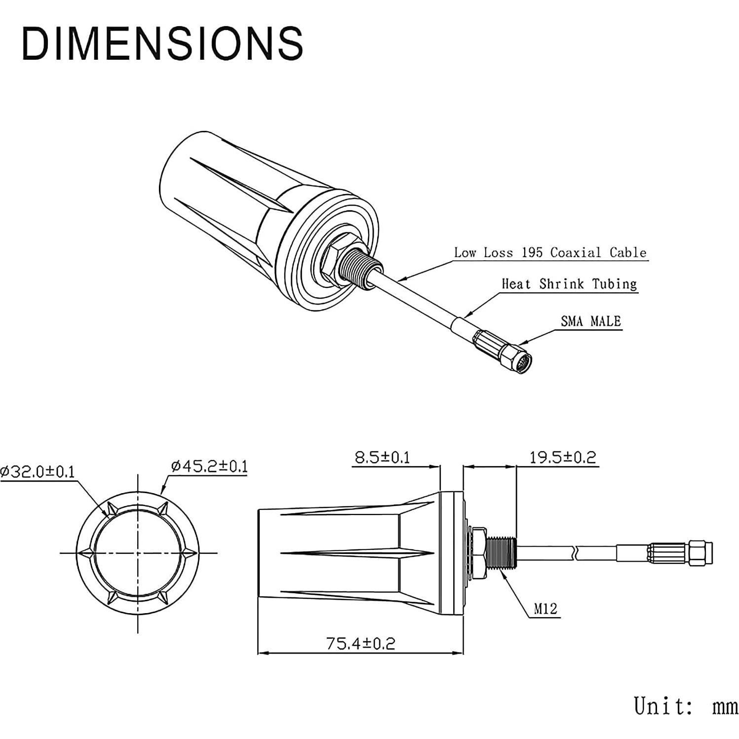 Antena 4G LTE Bingfu SMA 5dBi Omni-direccional 3m