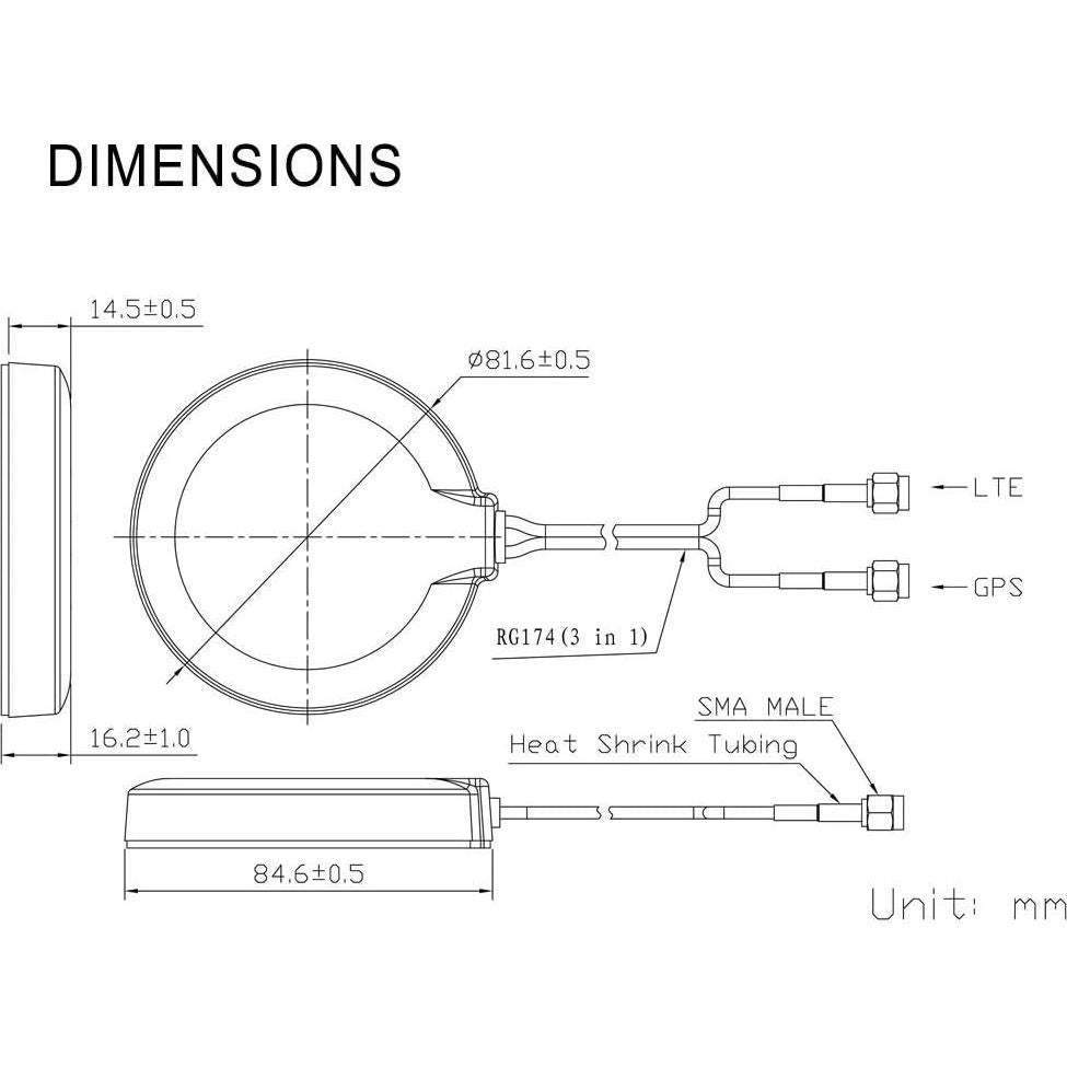 Antena GPS y 4G LTE Bingfu Magnética Adhesiva 3m