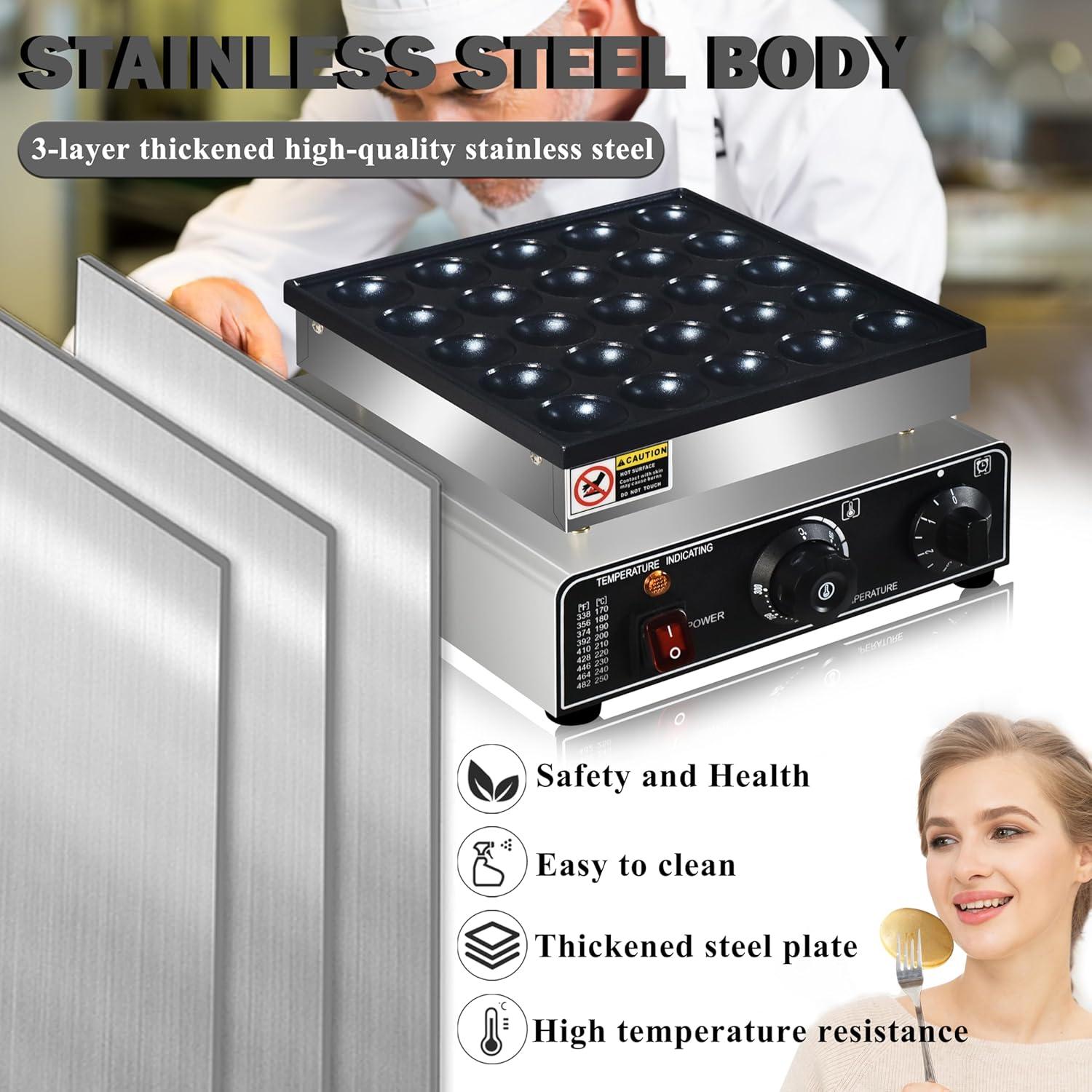 Hacedor de Mini Pancakes AEYDJXMER 25PCS Acero Inoxidable 950W