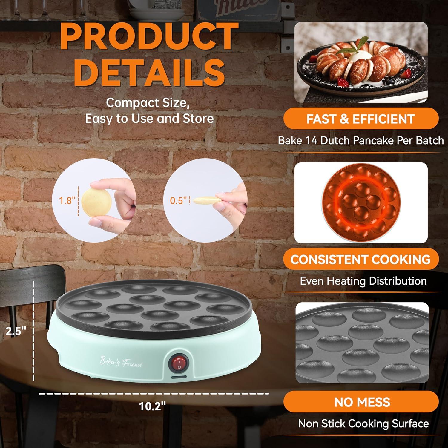 Máquina de Mini Pancakes Baker's Friend, 14 Huecos, Eléctrica