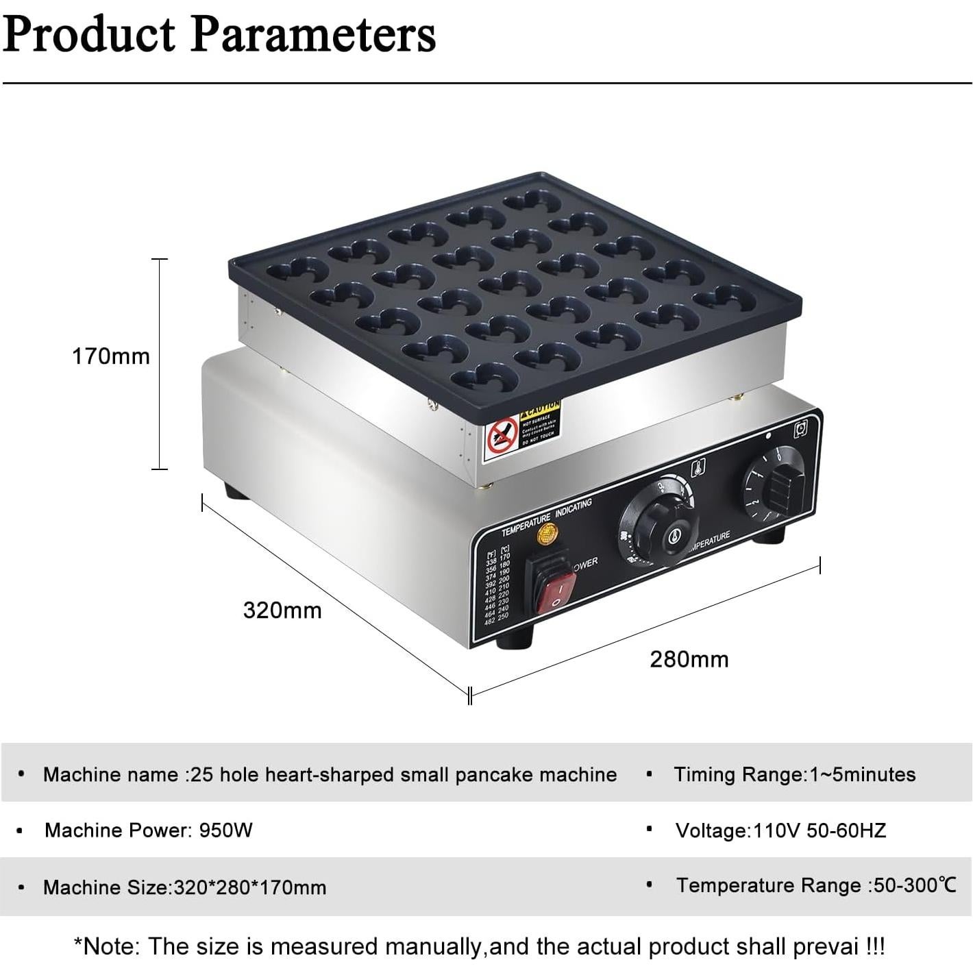 Mini Máquina de Pancakes Holandeses AEYDJXMER 950W 25 Piezas