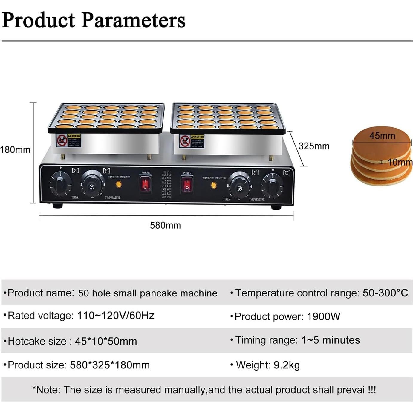 Hacedor de Panqueques Mini AEYDJXMER 1900W Antiadherente 25 Agujeros