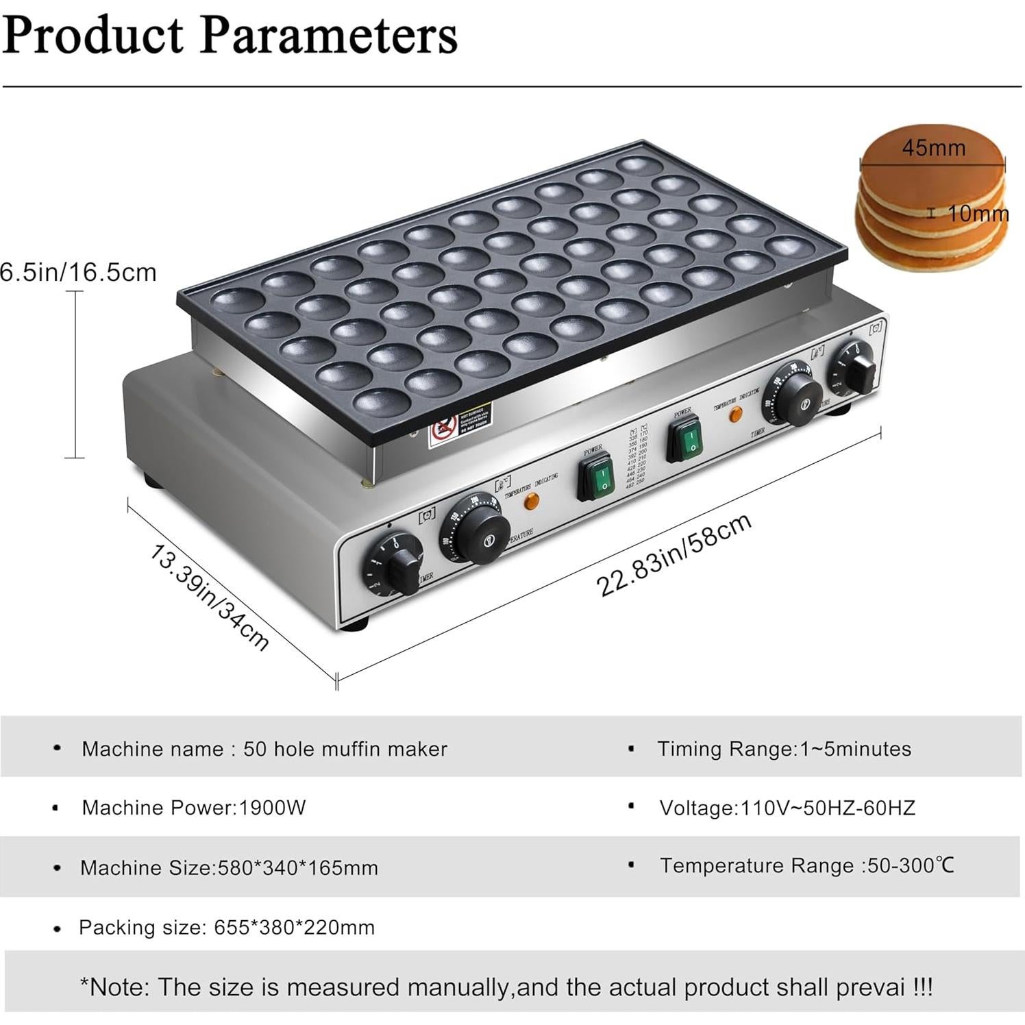 Mini Máquina de Pancakes SIJIDING 1900W 50pcs Anti-adherente