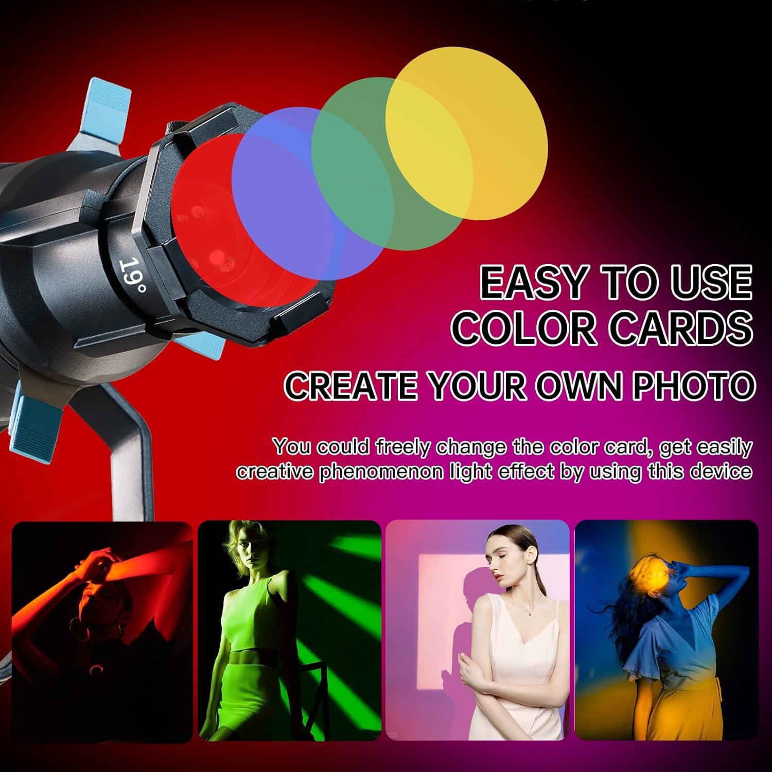 Snoot Óptico BEIYANG con 4 Filtros y 20 Gobos para Flash