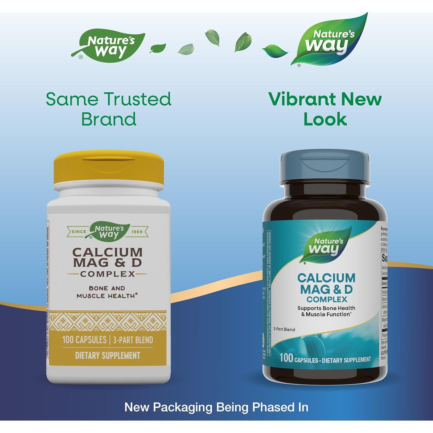 Complejo de Calcio, Magnesio y Vitamina D Nature's Way 100 Cápsulas