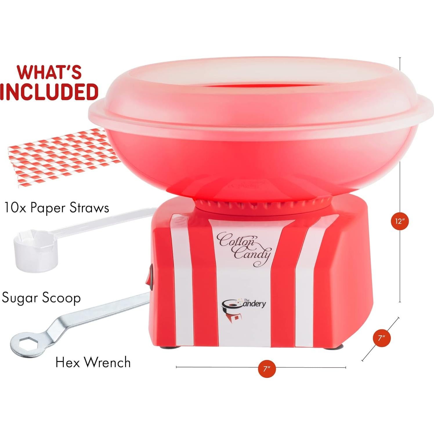 Máquina de Algodón de Azúcar The Candery - Colorida y Compacta