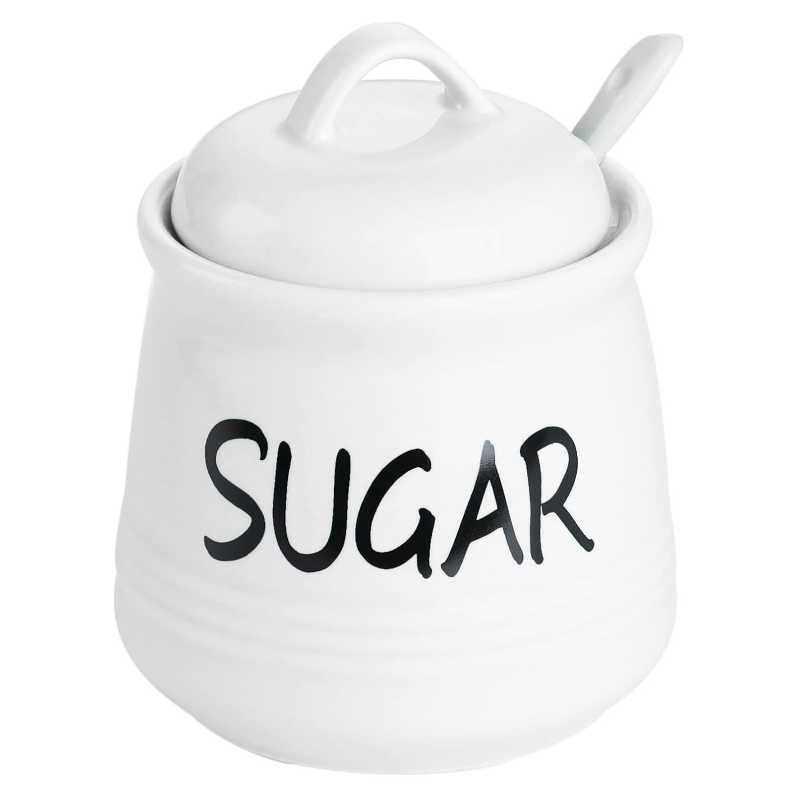 Tazón de Azúcar de Porcelana HAOTOP 340g con Tapa y Cuchara