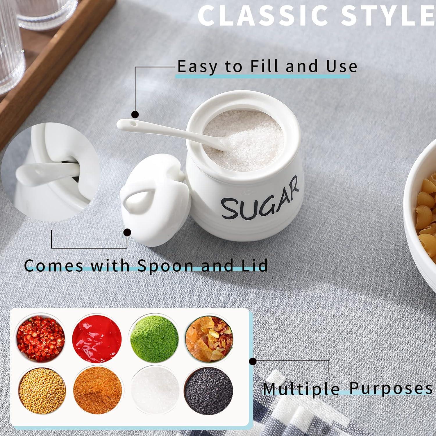 Tazón de Azúcar de Porcelana HAOTOP 340g con Tapa y Cuchara