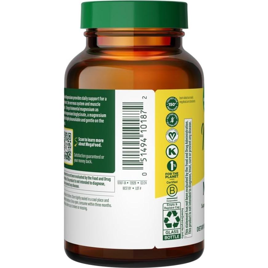 Suplemento de Magnesio MegaFood 60 Tabletas Veganas