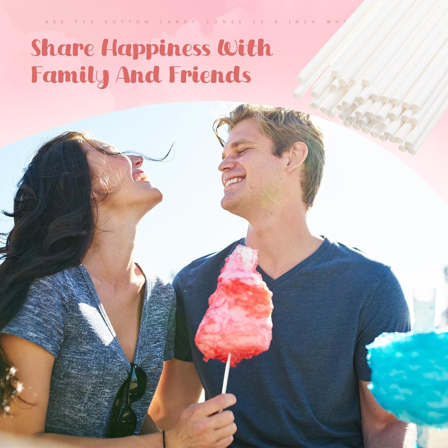 Conos de Algodón de Azúcar Honeydak 600 Pcs 35.1 cm Blancos