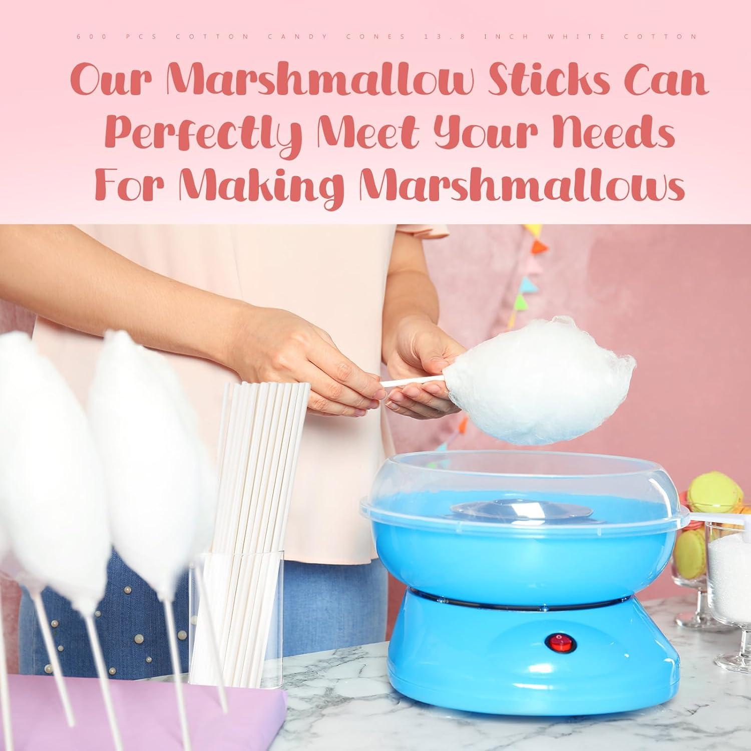 Conos de Algodón de Azúcar Honeydak 600 Pcs 35.1 cm Blancos