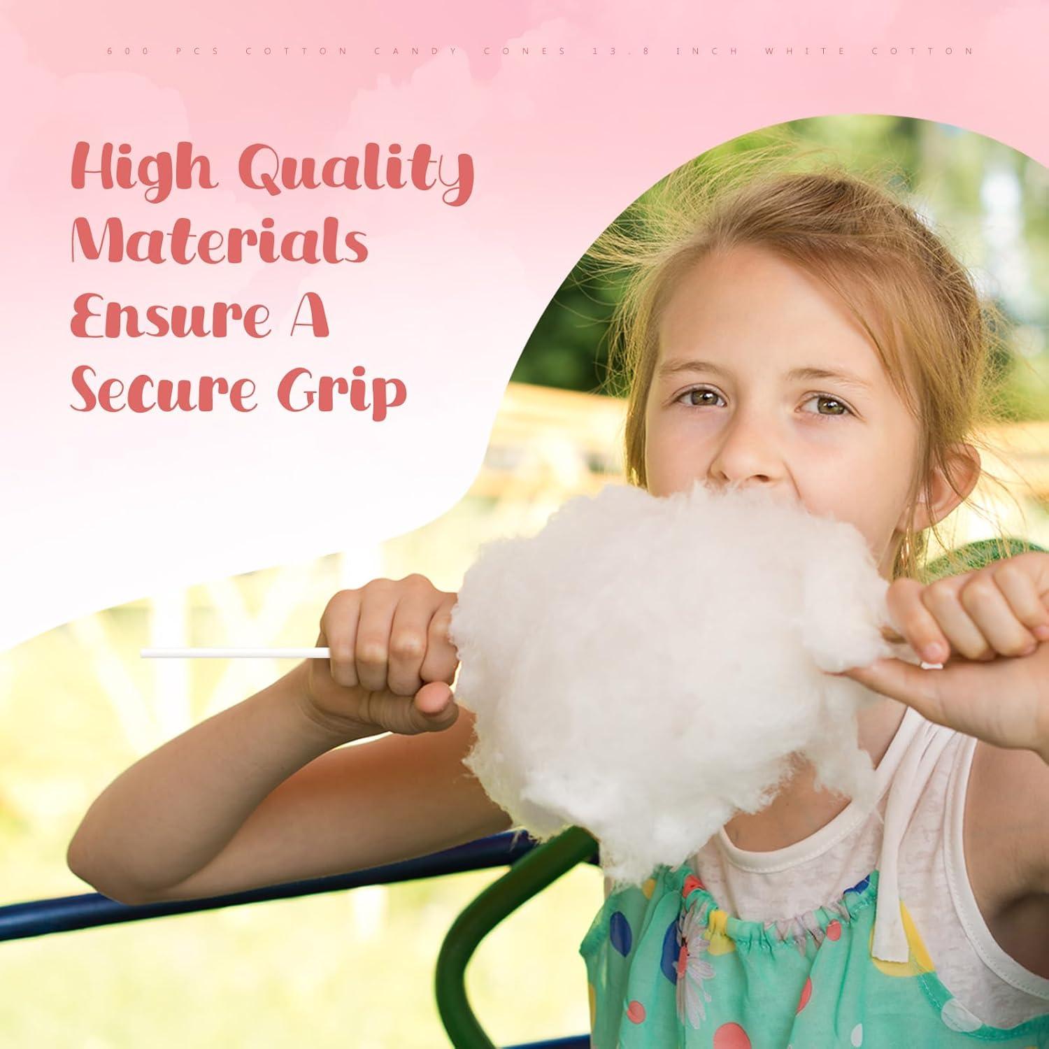 Conos de Algodón de Azúcar Honeydak 600 Pcs 35.1 cm Blancos