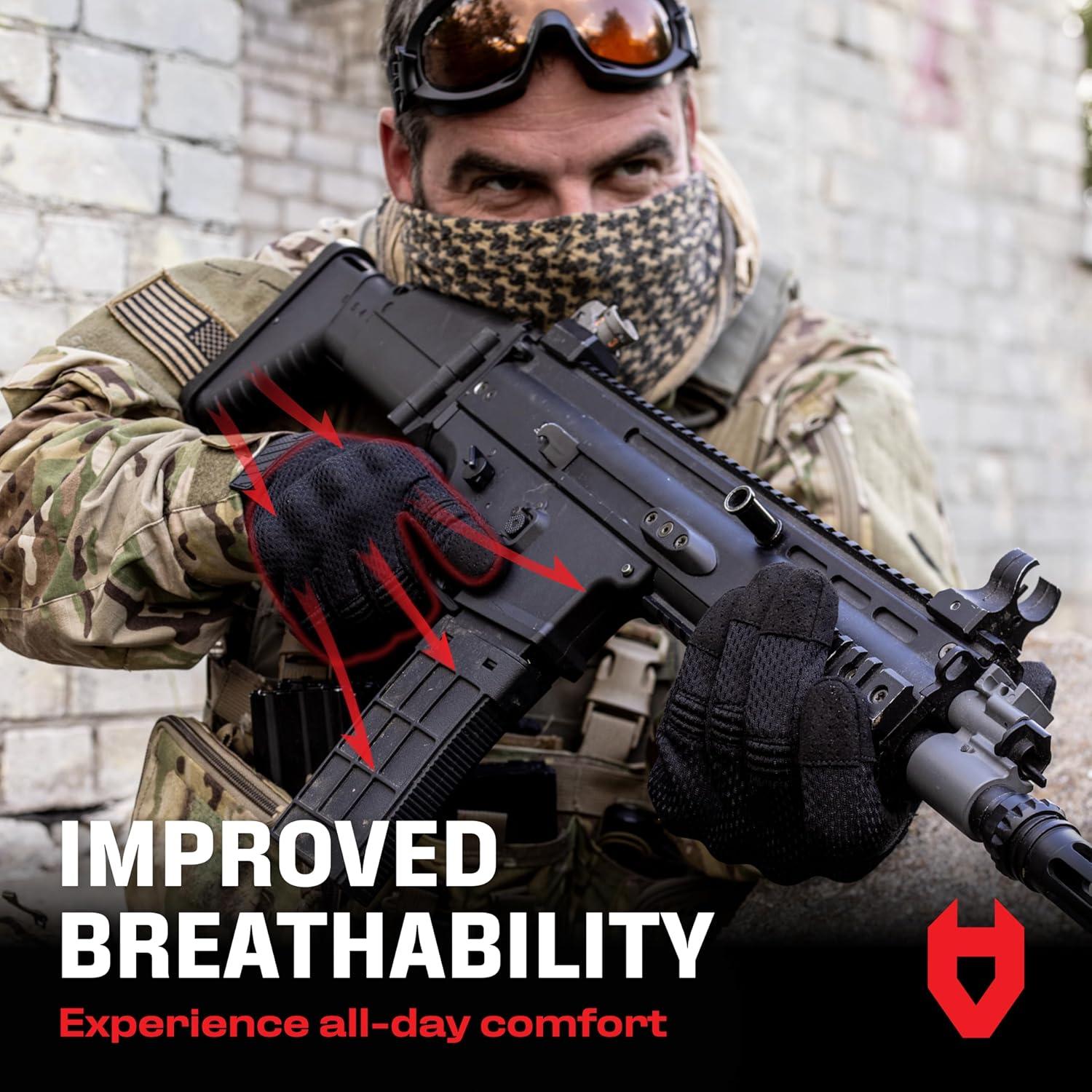 Guantes Tácticos NoCry Impact Fit+ para Airsoft - Negro